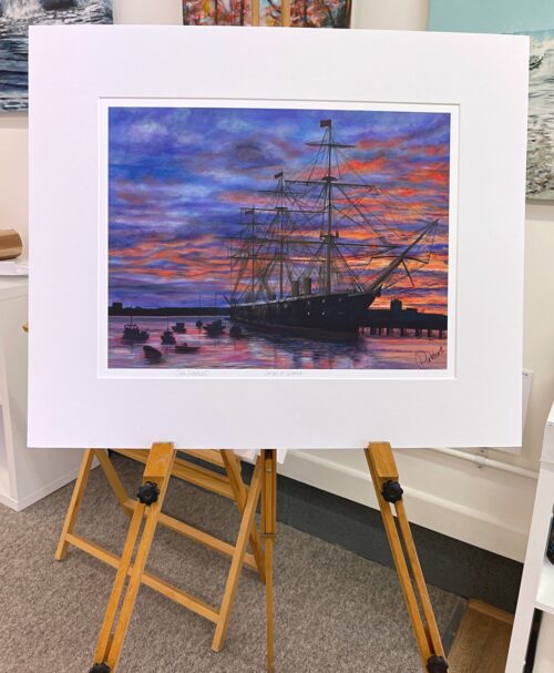 Sunset-on-Warrior historic ship Portsmouth art Pankhurst Gallery