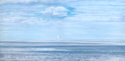 Tranquil Blue Yacht Seascape Art Gift Pankhurst Gallery