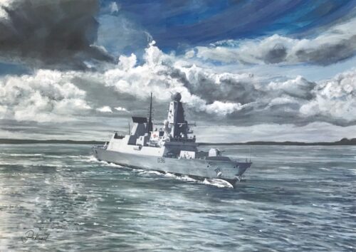 HMS-Defender-Painting warship naval art Pankhurst Gallery