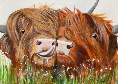 Highland Fling Highland Cow painting