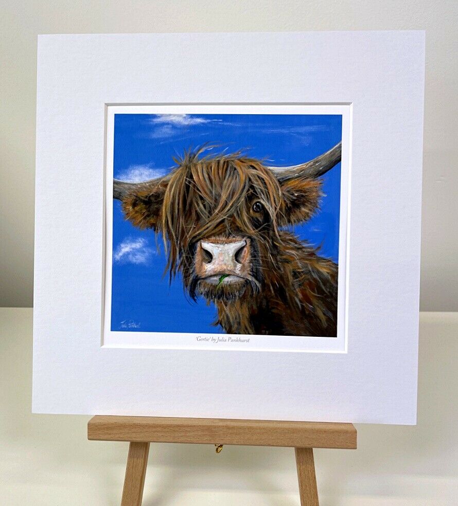 Gertie Highland Cow Painting mini print gift art Pankhurst Gallery