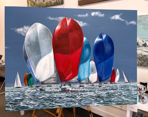 Windward seascape sailing yacht racing painting gift art Pankhurst Galllery