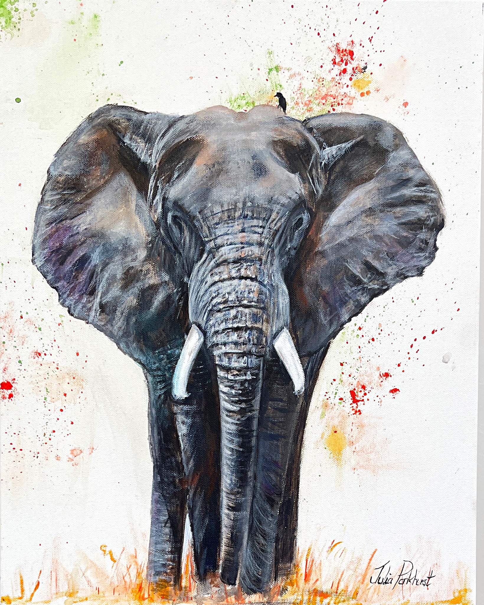 African elephant art original painting gift Pankhurst Gallery