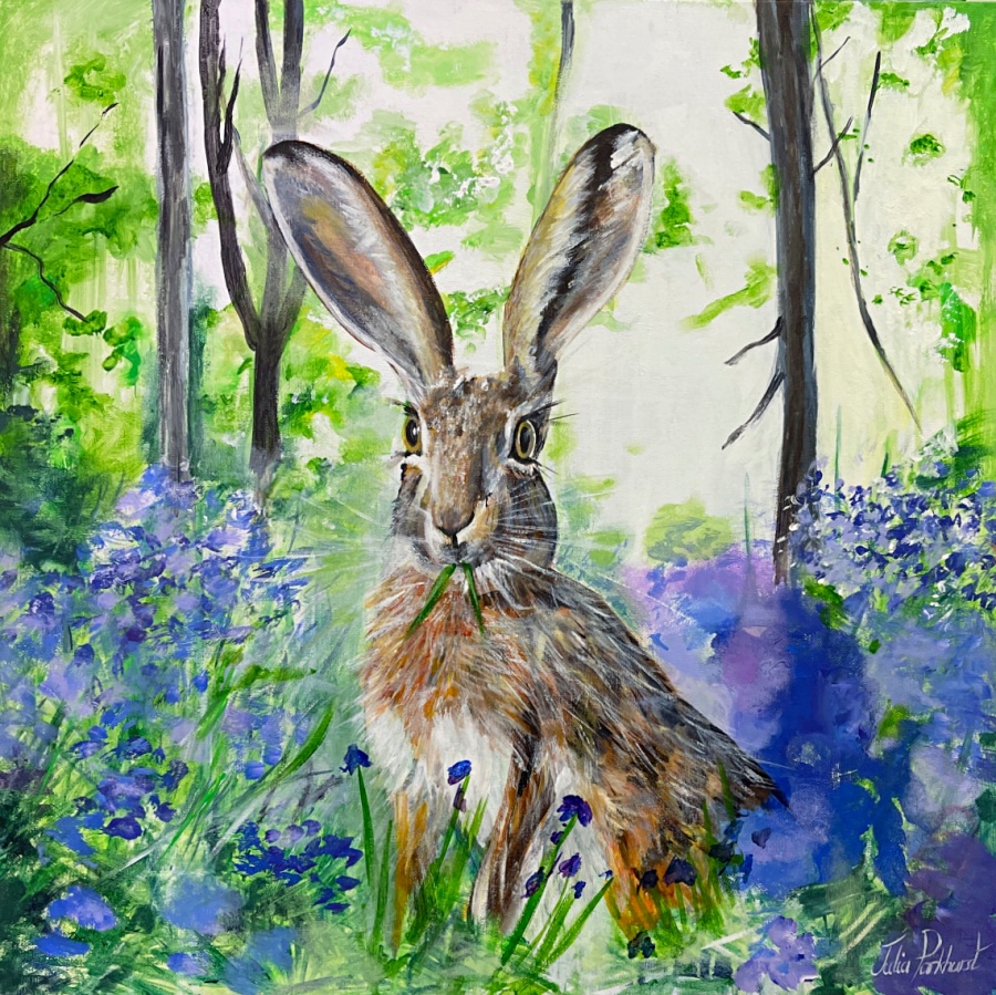 Hare in Bluebells Bluebell Hare Wildlife Woodland Print Pankhurst Gallery