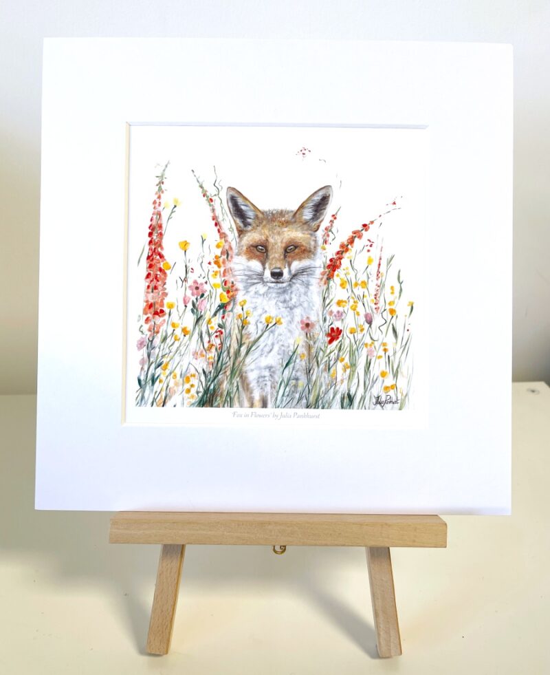 FOX IN FLOWERS MINI PRINT