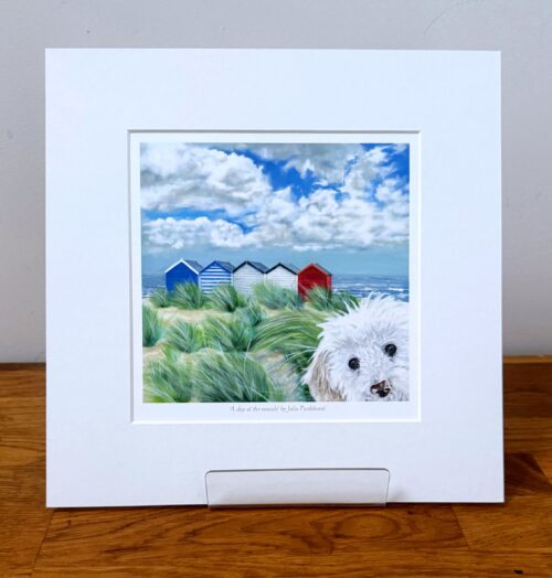 Kip at the seaside, White Cockapoo MINI PRINT