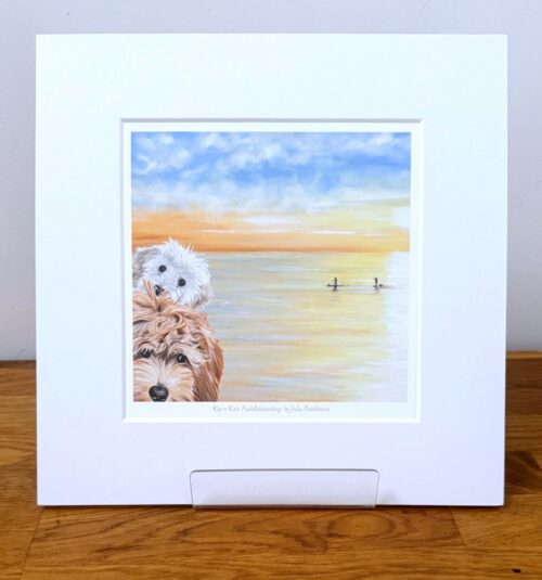 Kip & Kate paddle boarding, White and brown Cockapoo MINI PRINT