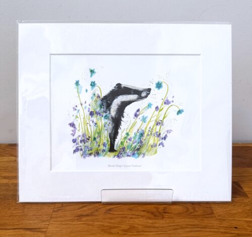 Badger in Bluebells MINI PRINT
