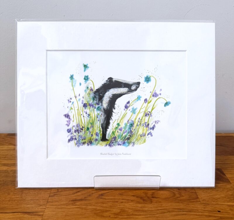 Badger in Bluebells MINI PRINT